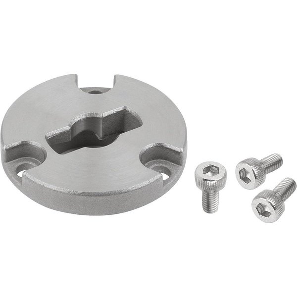 Kipp Clamping Plate For Quarter-Turn Clamp Loc, Form:B Countersunk, D=8, Stainless Steel Bright K1062.1801